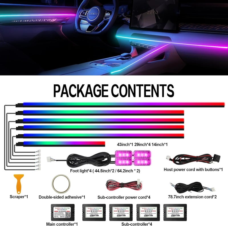 WEBUPAR Dreamcolor Acrylic Interior Car Light 10 in 1 Automotive Ambient Light Kits with APP Control 16 Million Color 175 inches Fiber Optic Car LED Strip Light, RGB Music Sync Sound Activated Neon Car Light - Image 4